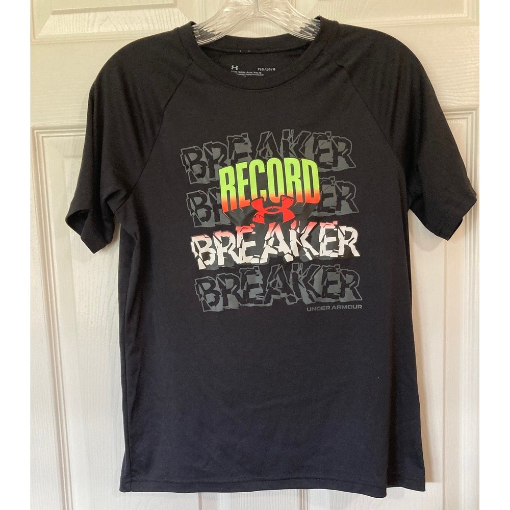Under Armour Black Record Breaker Graphic Tee Youth Large (14/16) Activewear